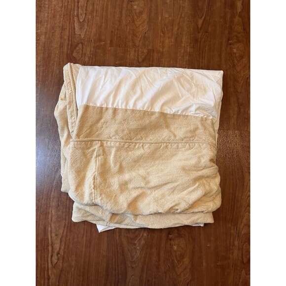 Eileen Fisher Home Garnet Hill Linen Fitted Bed Skirt King Textured Weave Beige - Picture 1 of 6